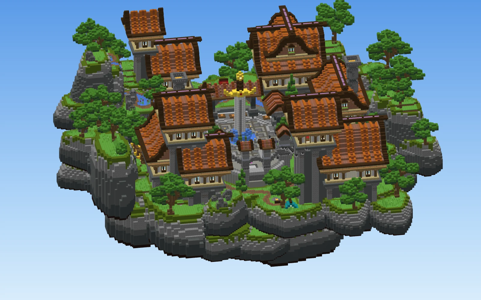 O spawn do RaidCraft visto de cima